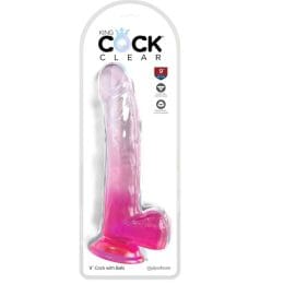 KING COCK - CLEAR DILDO WITH TESTICLES 20.3 CM PINK 2